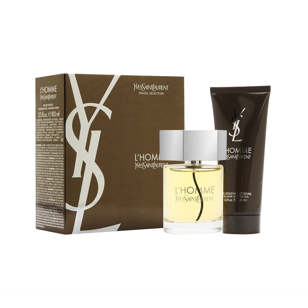 L'Homme Yves Saint Laurent for Men 2 Piece Set Includes: 3.3 oz Eau de Toilette Spray + 3.3 oz All Over Shower Gel