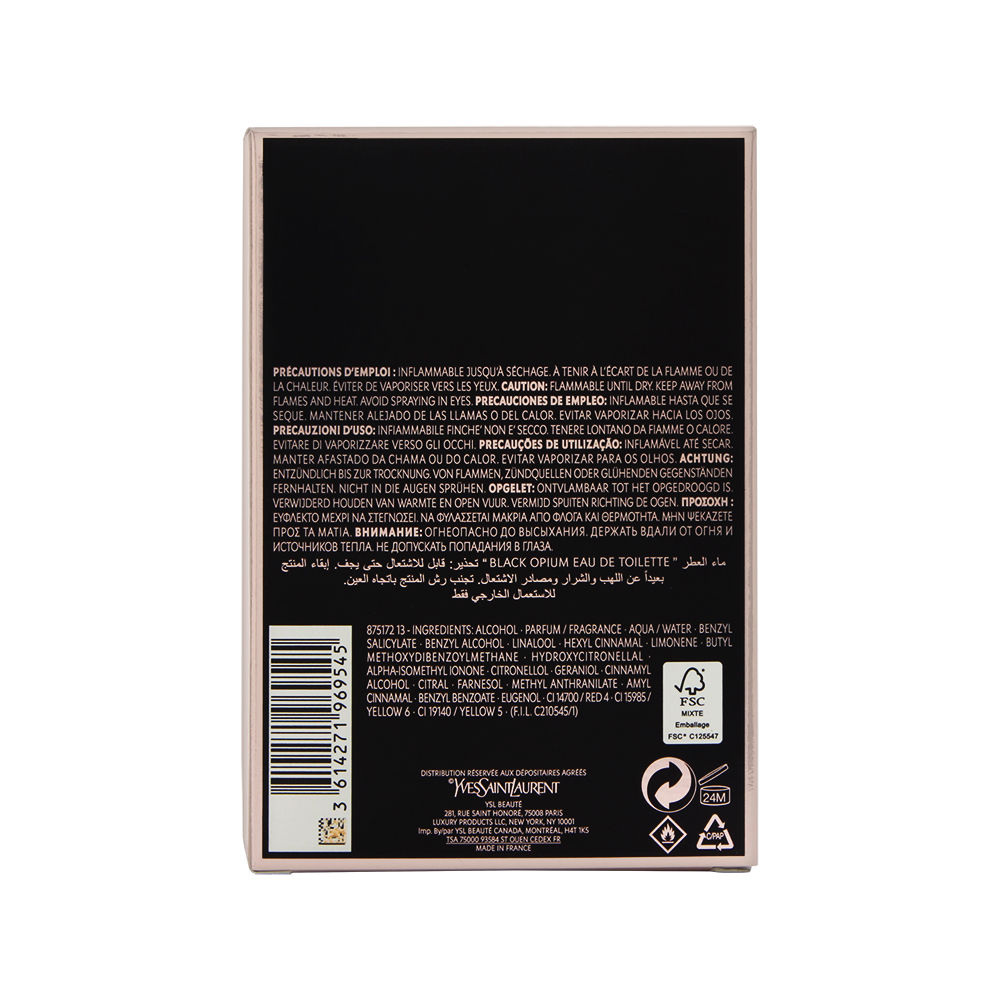 Black Opium by Yves Saint Laurent for Women 3.0 oz Eau de Toilette Spray