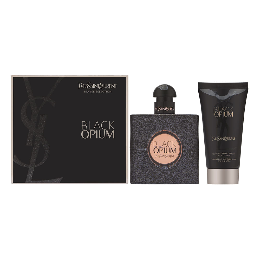 Black Opium by Yves Saint Laurent for Women 2 Piece Set Includes: 1.6 oz Eau de Parfum Spray + 1.6 oz Shimmering Moisture Fluid for The Body