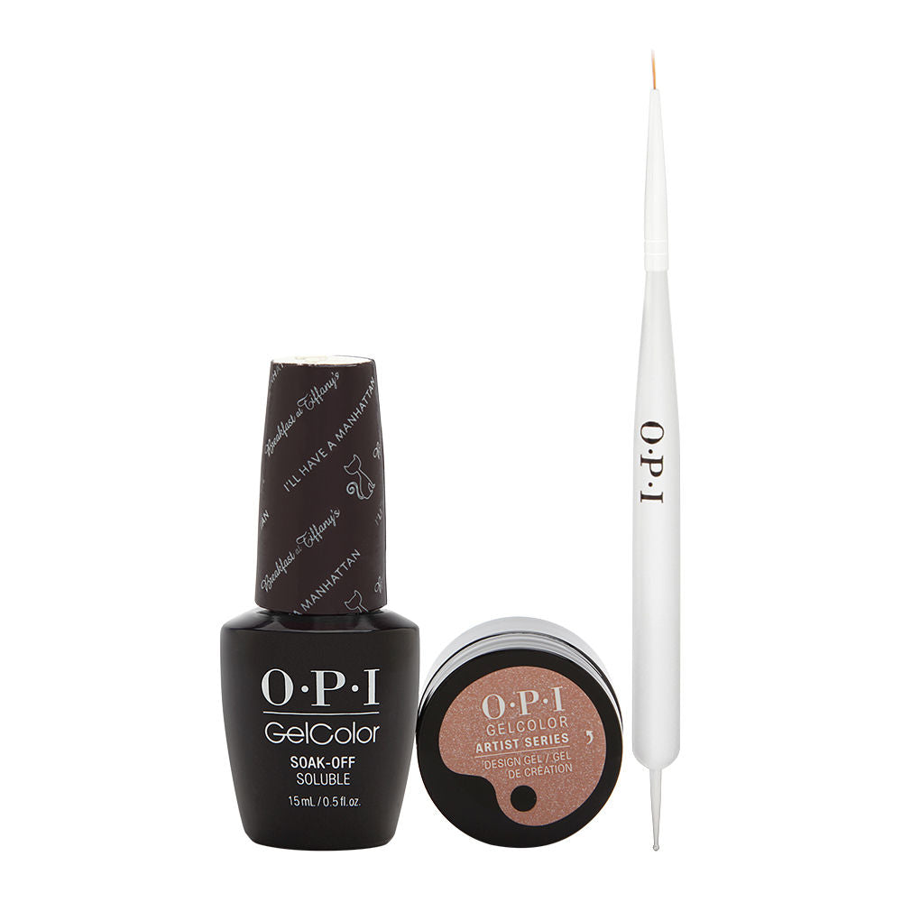 OPI Breakfast at Tiffany's Art Series Set GelColor + Design Gel w/Brush HPH34 - I'll Have a Manhattan