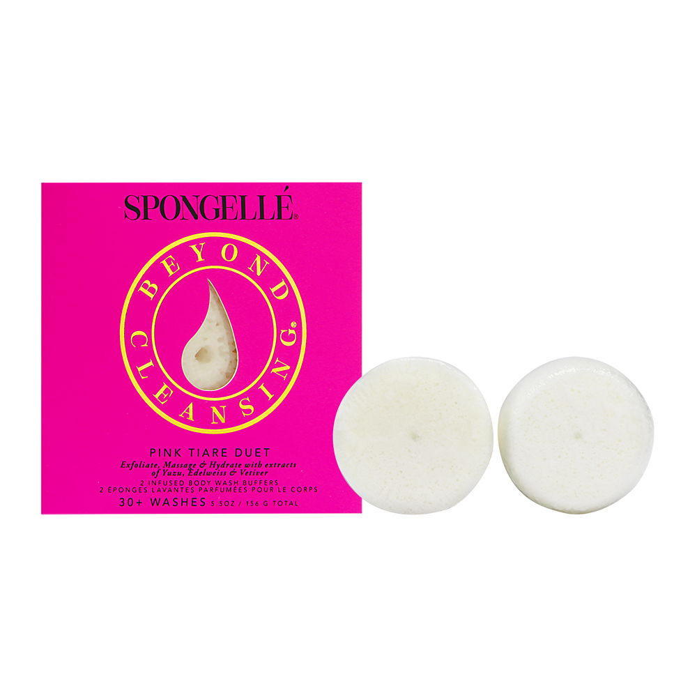 Spongelle Beyond Cleansing Boxed Duo Sponges 30+ Uses Tiare Flower