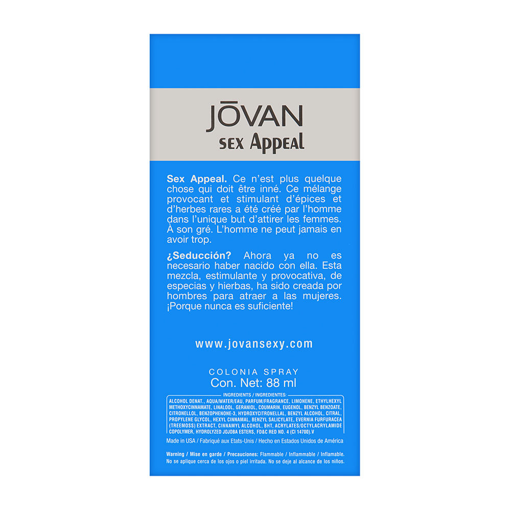 Jovan Sex Appeal by Coty for Men 3.0 oz Cologne Spray