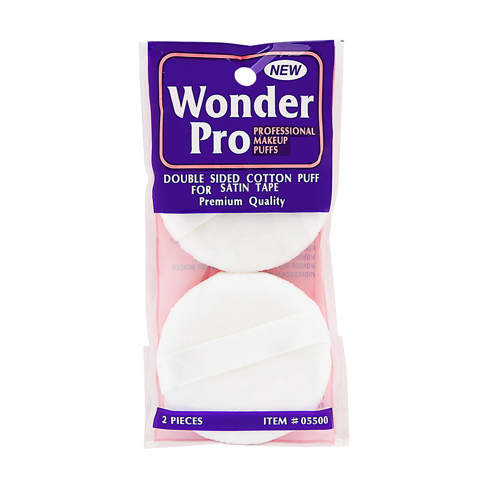 Wonder Pro Double Sided Cotton Puff with Satin Tape 2 Pieces