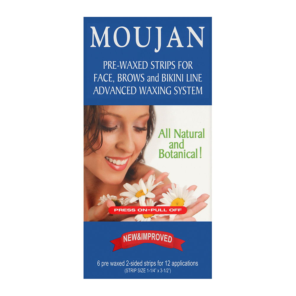 Moujan 2000 Press On Pull Off Pre-waxed Strips for Face 12 Applications