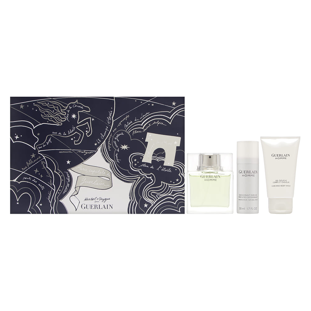 3 Piece Set Includes: 2.7 oz Eua de Toilette Spray + 2.5 oz Hand & Body Wash + 1.7 oz Perfumed Deodorant