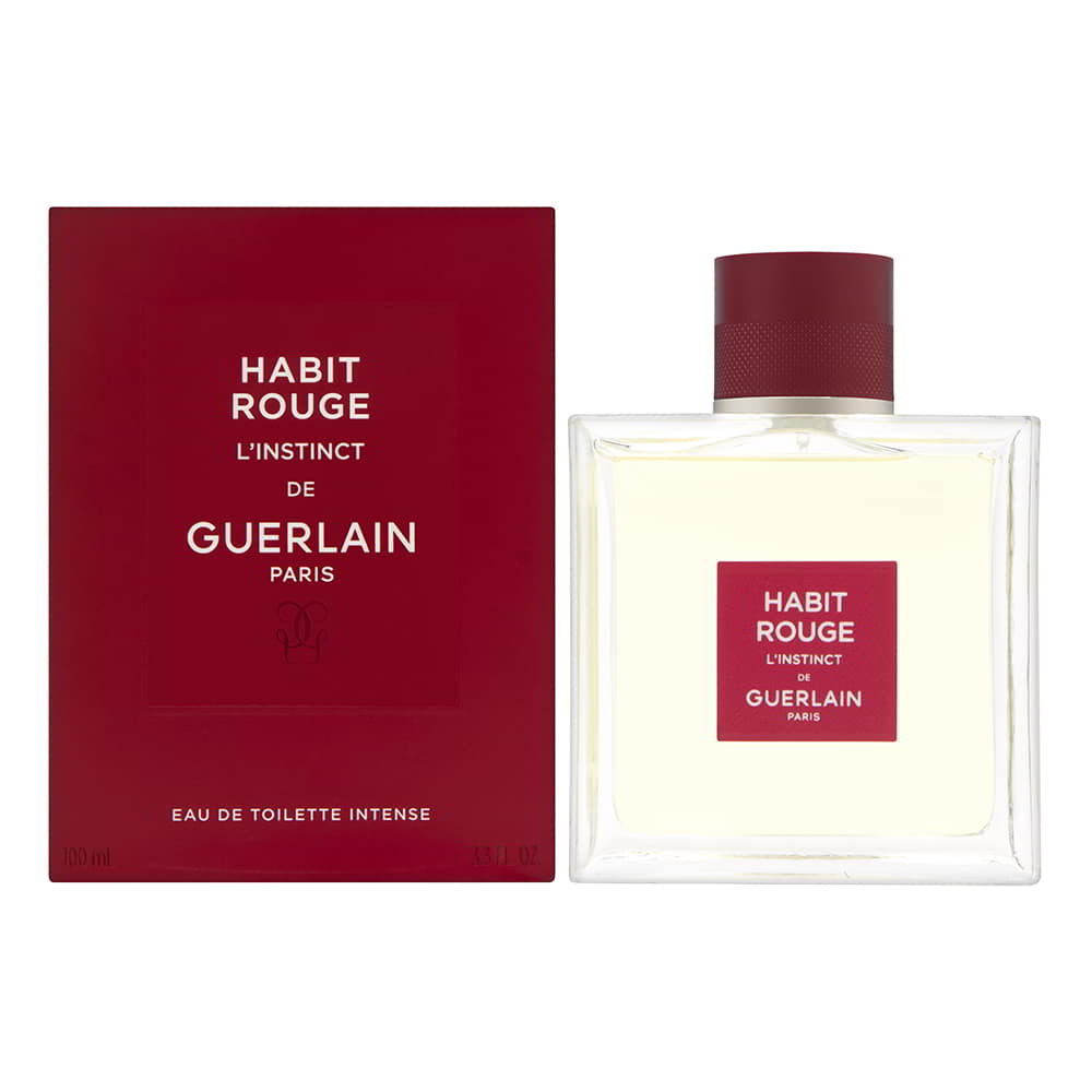 Habit Rouge L'Instinct by Guerlain for Men 3.3 oz Eau de Toilette Intense Spray