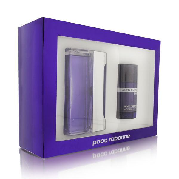 Ultraviolet Man by Paco Rabanne for Men 2 Piece Set Includes: 3.4 oz Eau de Toilette Spray + 2.7 oz Deodorant Stick Alcohol Free