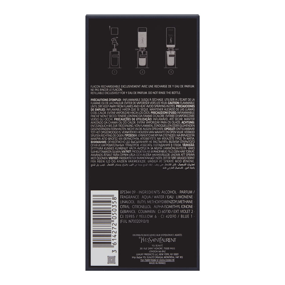 Yves Saint Laurent Y for Men 3.3 oz Eau de Parfum Spray Refillable