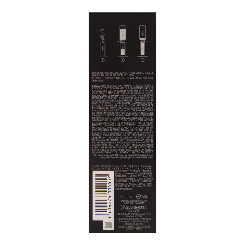 Yves Saint Laurent Myslf for Men 2.0 oz Eau de Parfum Rechargeable Refillable Spray