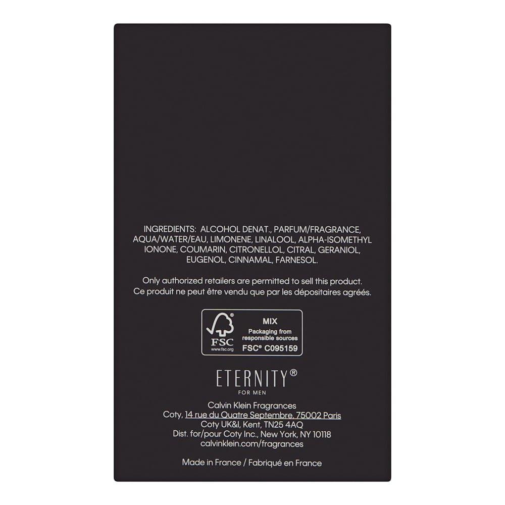 Eternity by Calvin Klein for Men 3.3 oz Parfum Spray