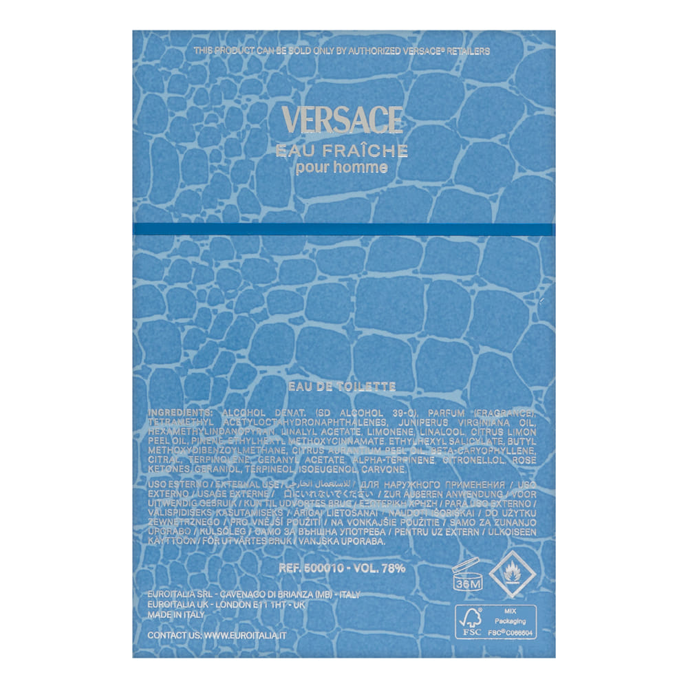 Versace Man Eau Fraiche by Versace for Men 3.4 oz Eau de Toilette Spray