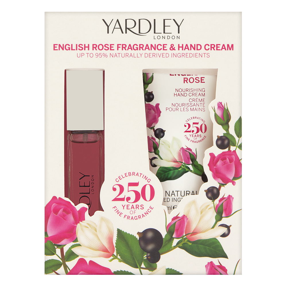 Yardley London English Rose for Women 2 Piece Set Inicludes: 0.5 oz Eau de Toilette Spray + 1.7 oz Nourishing Hand Cream