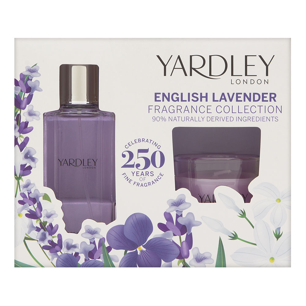 Yardley London English Lavender Fragrance Collection 2 Piece Set: 1.7 oz Eau de Toilette Spray + Perfume Candle