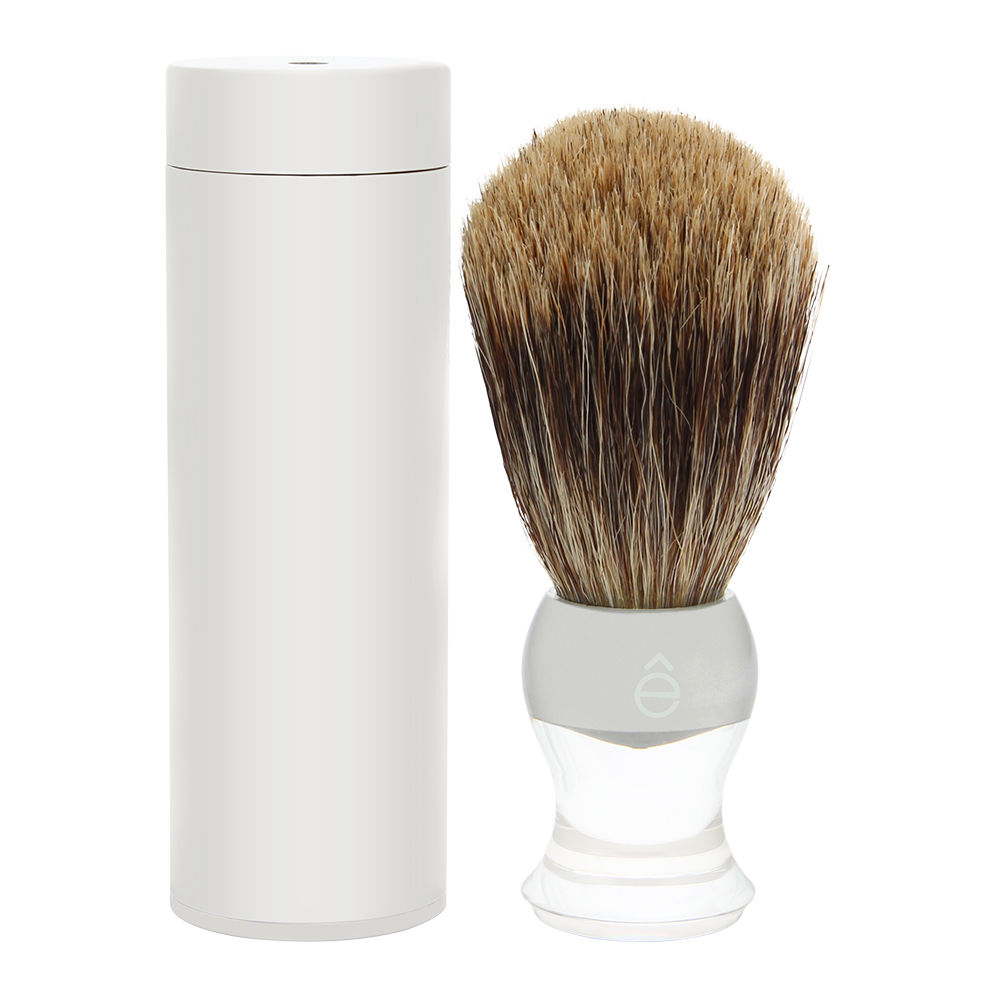 eShave Fine Badger Shaving Brush ( Travel with Canister ) Clear