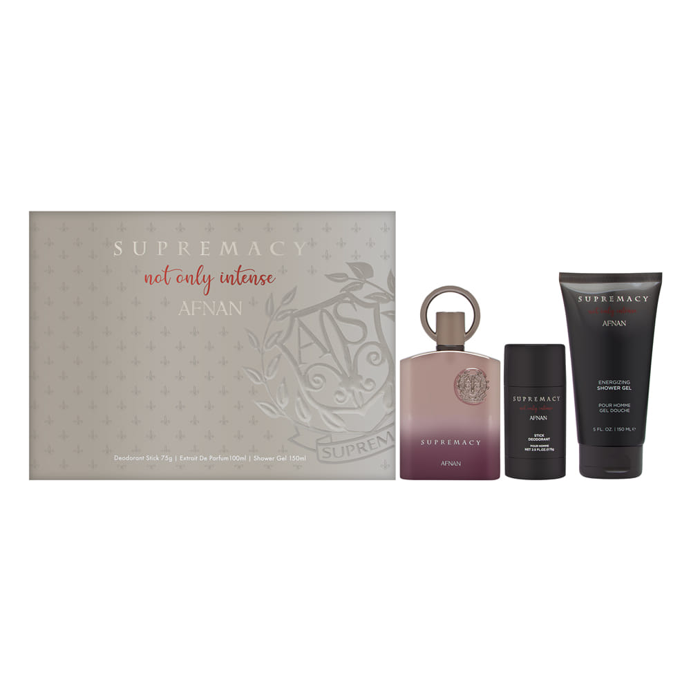 Afnan Supremacy Not Only Intense for Men 3 Piece Set Includes: 3.4 oz Extrait de Parfum + 2.6 oz Deodorant Stick  + 5.0 oz Shower Gel