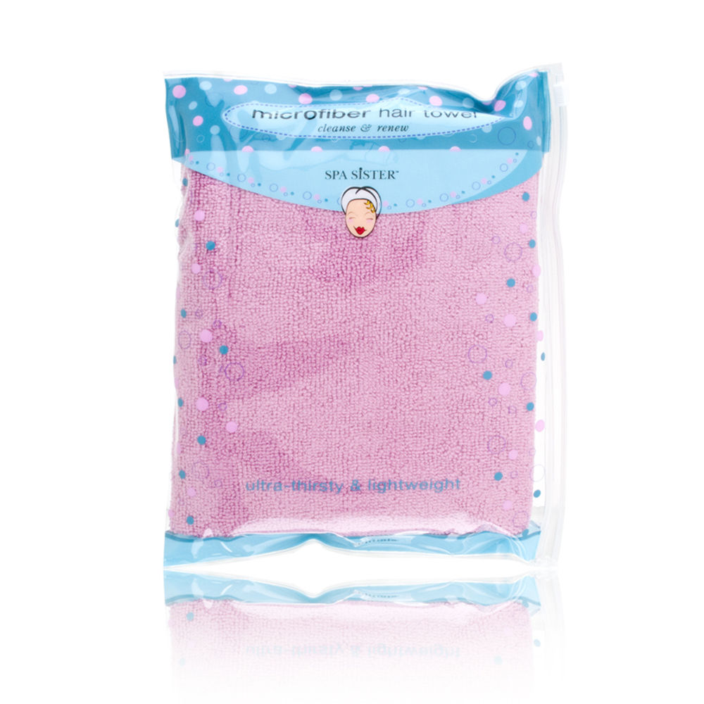 Spa Sister Microfiber Hair Towel Pink