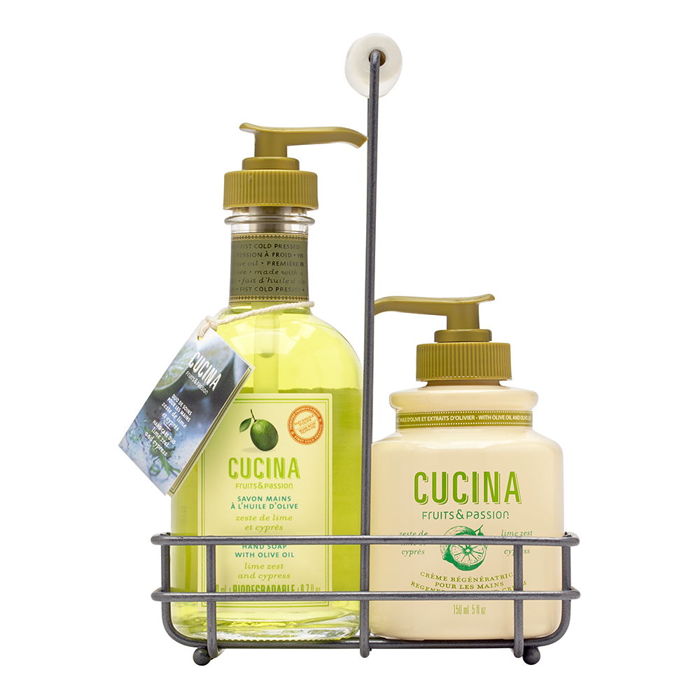 Cucina Lime Zest and Cypress Duo Set 2 Piece Set Includes: 6.7 oz Hand Soap + 5.0 oz Hand Cream