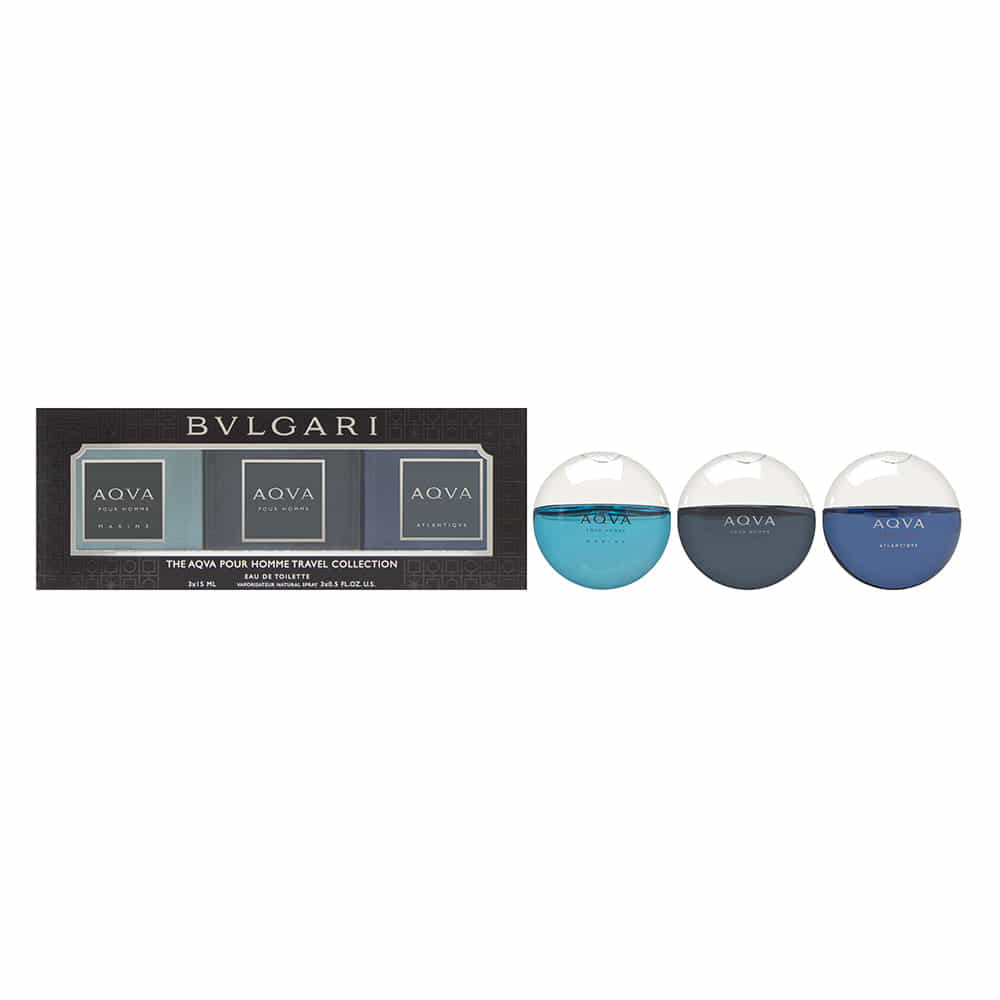 Bvlgari Aqva Pour Homme Travel Collection 3 Piece Set: 3 x 0.5 oz EDT Spray