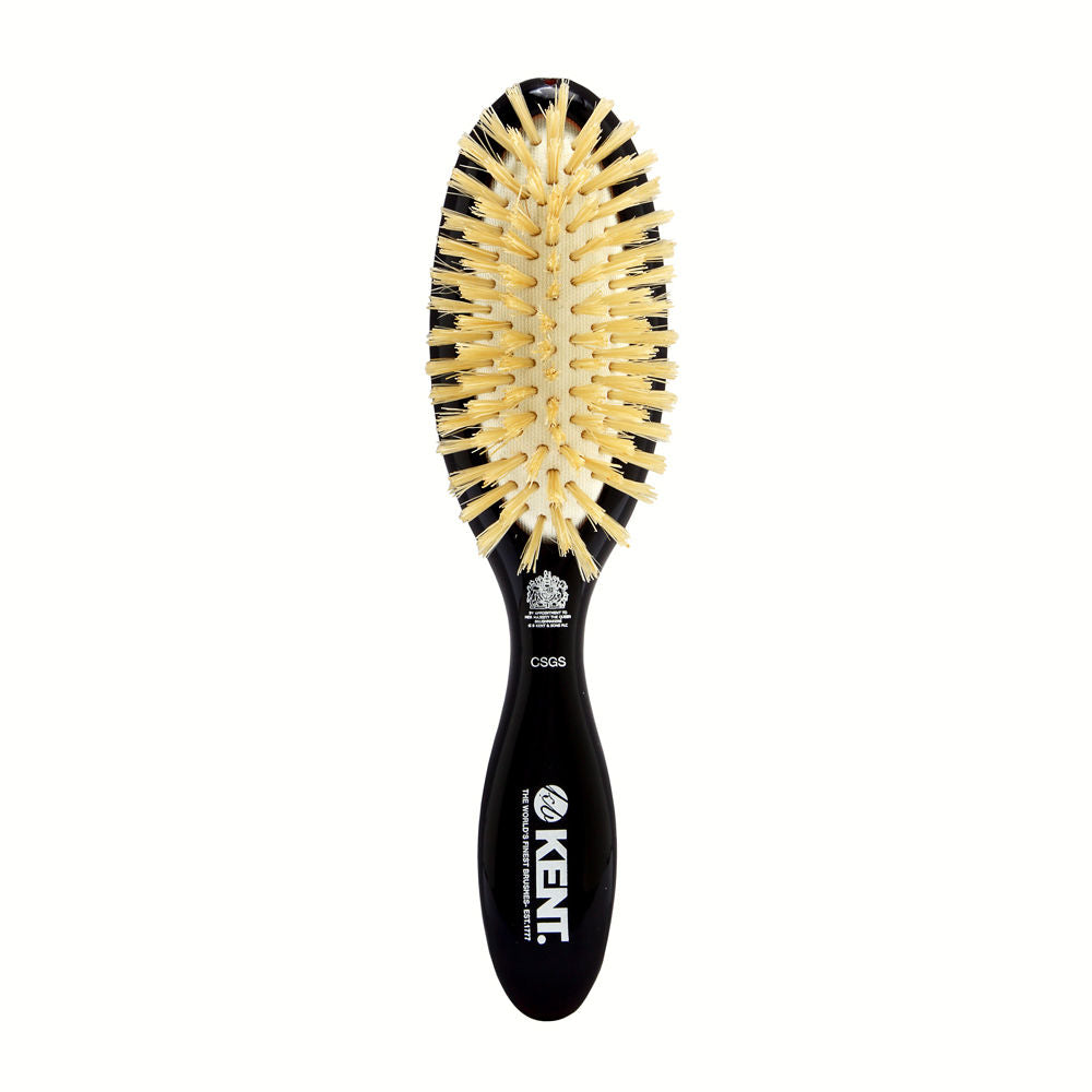 Kent Ladies Hairbrush - Small Pure Soft White Natural Bristle Cushion Brush Model No. CSGS