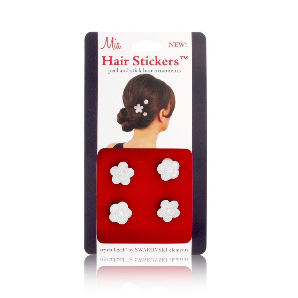 Mia Hair Stickers - Small Model No. 04600 - 4 Silver Flowers