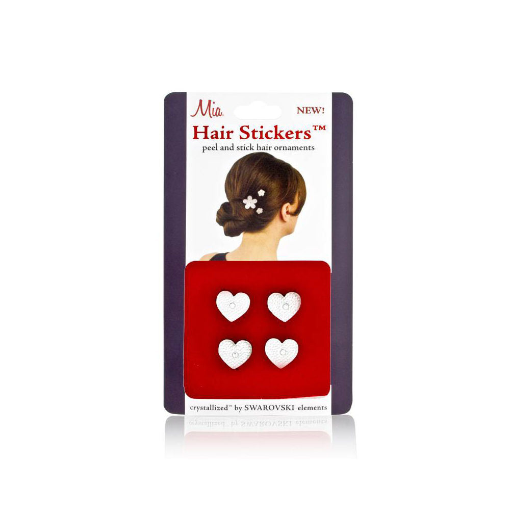 Mia Hair Stickers - Small Model No. 04602 - 4 Silver Hearts