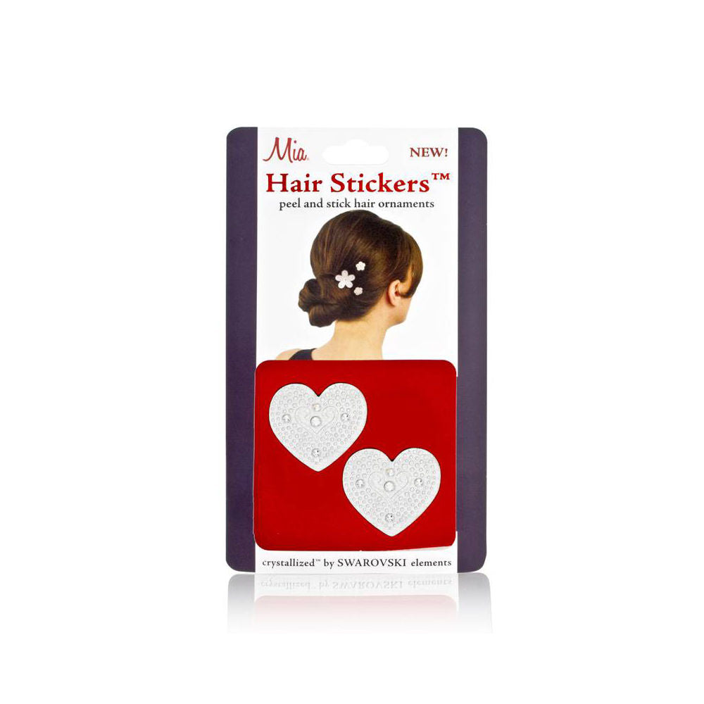 Mia Hair Stickers - Small Model No. 04702 - 2 Silver Hearts