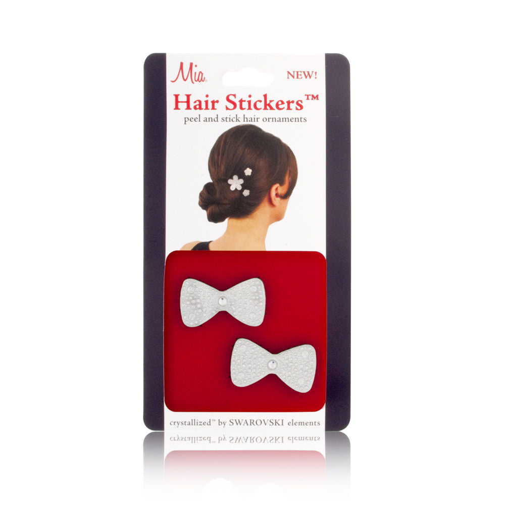 Mia Hair Stickers - Small Model No. 04703 - 2 Silver Bows