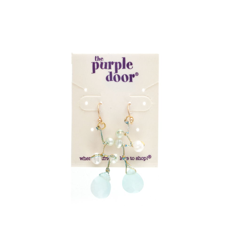 The Purple Door The Clare Dangle Earrings PDE-86-H Aqua 