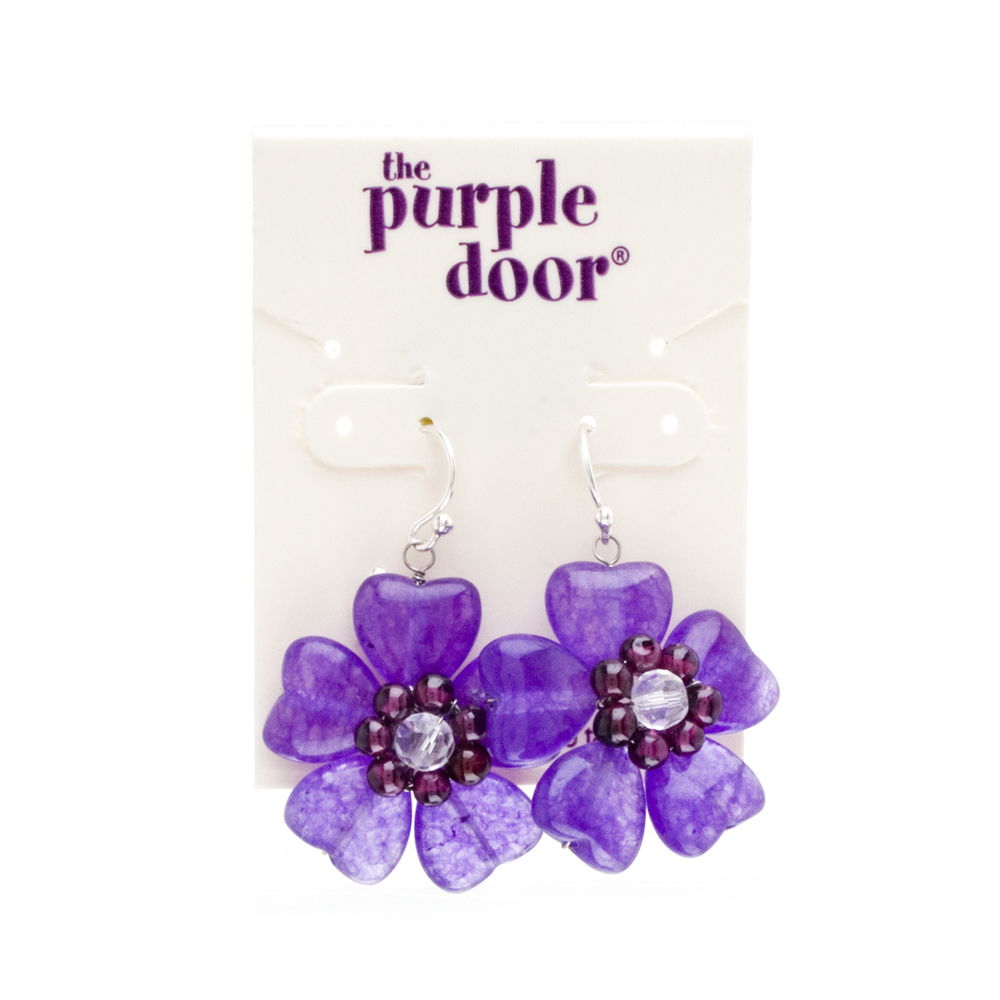 The Purple Door The Jennifer Flower Earrings PDE-40-CC Amethyst