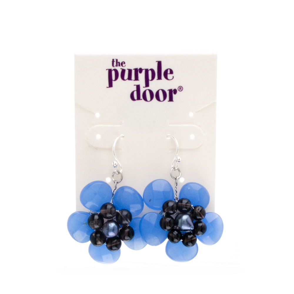 The Purple Door The Jennifer Flower Earrings PDE-40-GG Periwinkle