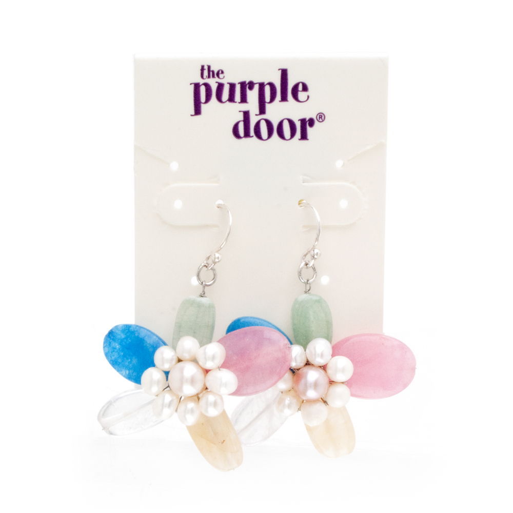 The Purple Door The Jennifer Flower Earrings PDE-40-D Sp Multi-Color