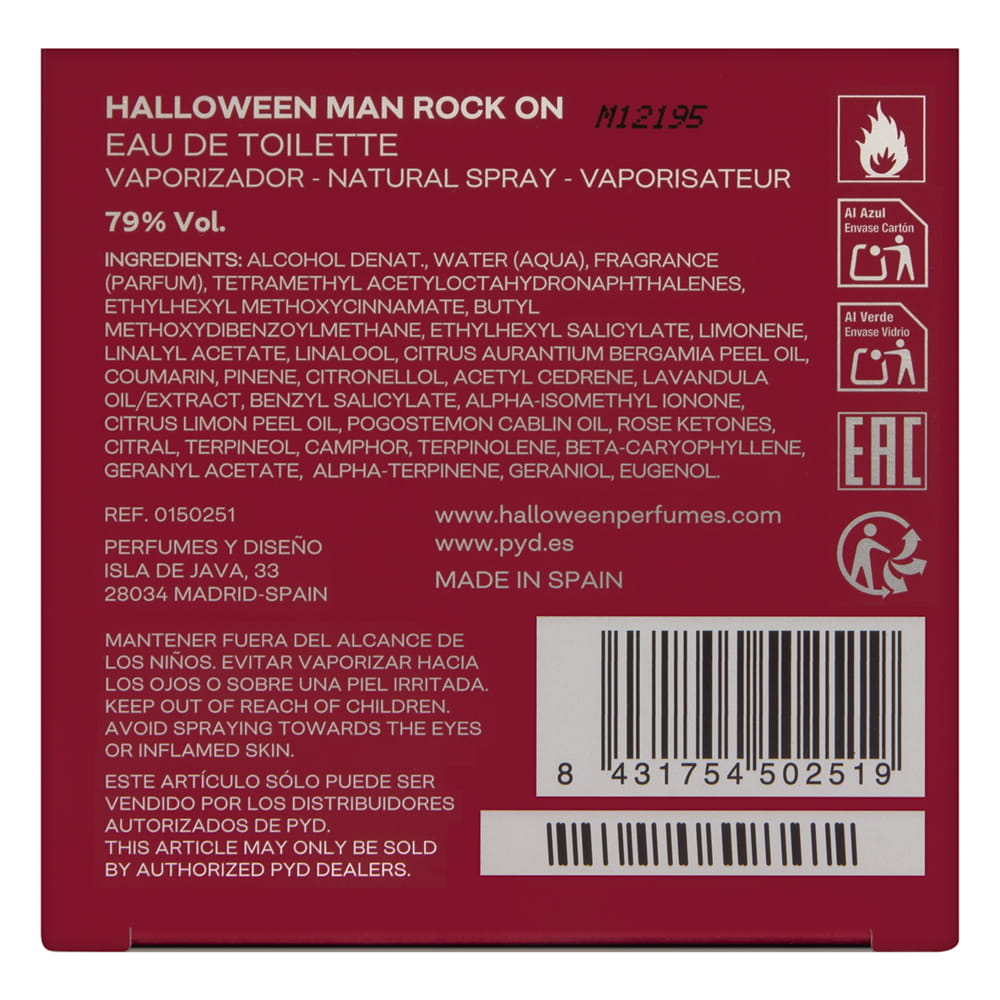 Halloween Man Rock On by J. Del Pozo for Men 4.2 oz Eau de Toilette Spray