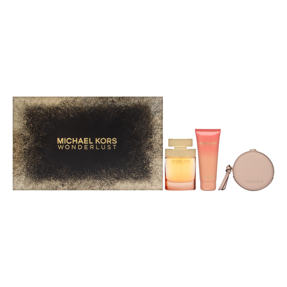Michael Kors Wonderlust by Michael Kors for Women 3 Piece Set Includes: 3.4 oz Eau de Parfum Spray + 3.4 oz Body Lotion + Michael Kors Round Purse